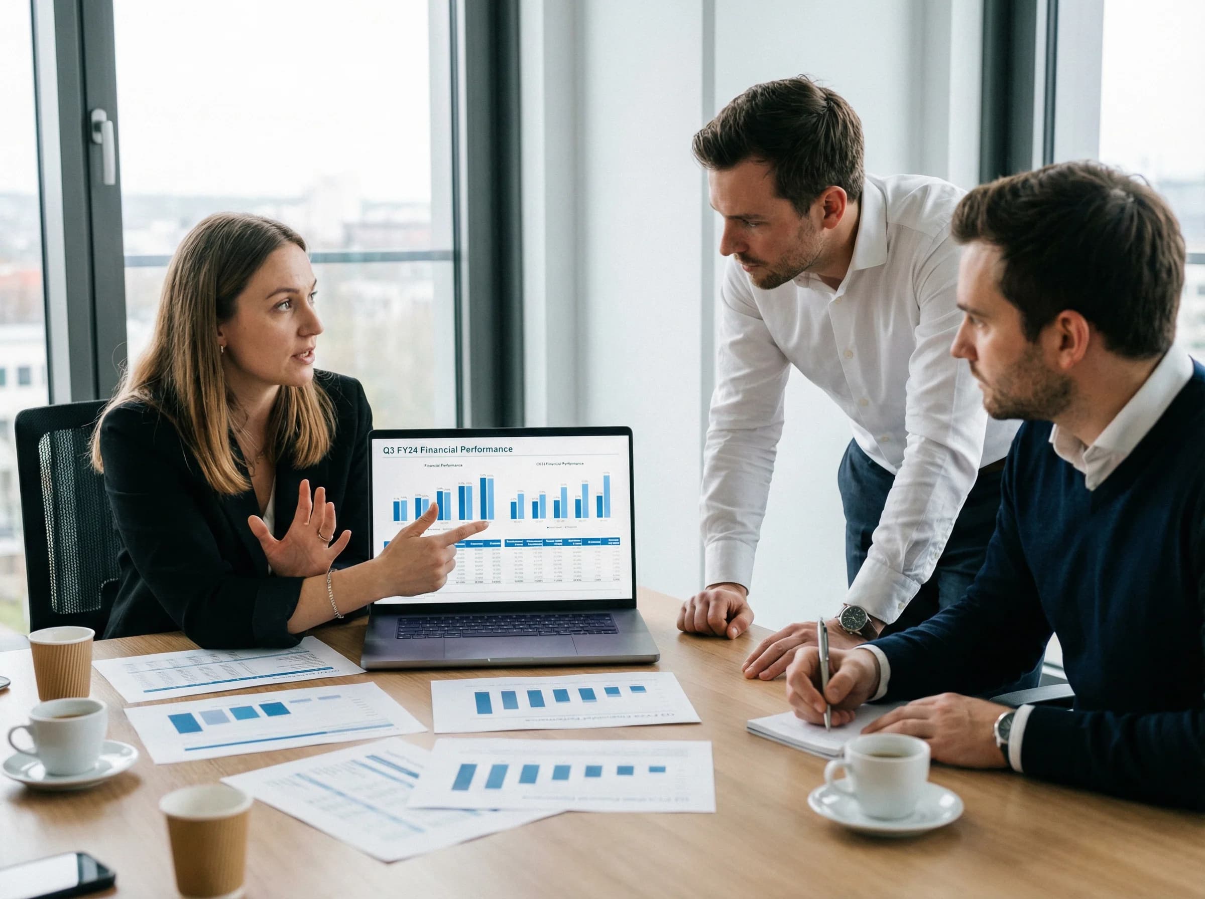 Team bei der Finanzpräsentation